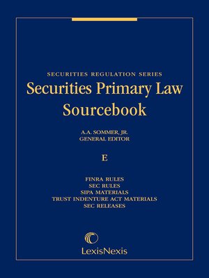 cover image of Securities Primary Law Sourcebook